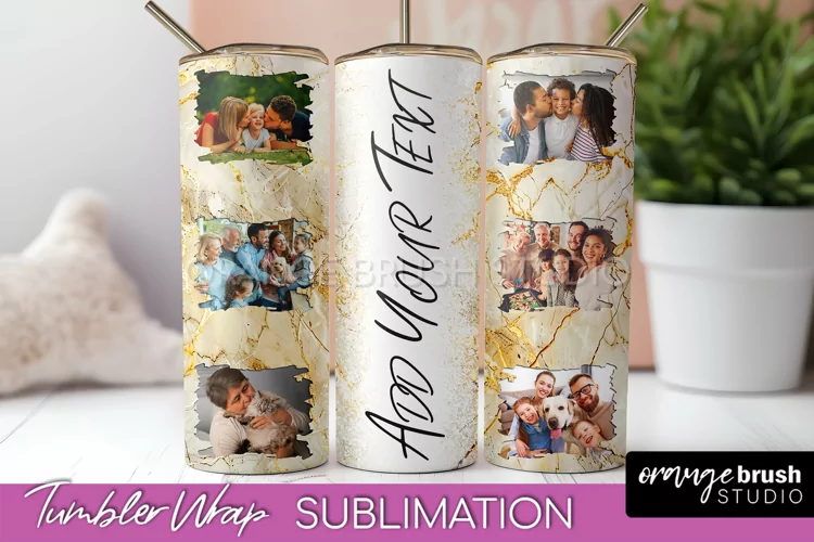 Photo Tumbler Wrap, Marble Family Frame Tumbler Sublimation