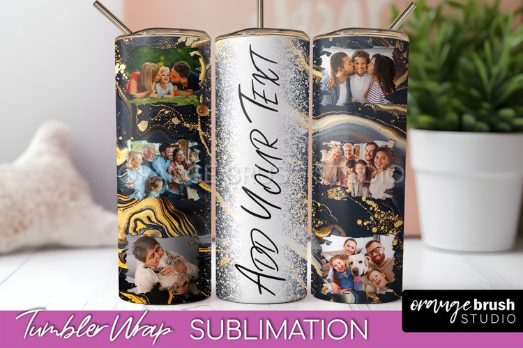 Photo Tumbler Wrap, Marble Family Frame Tumbler Sublimation example image 1
