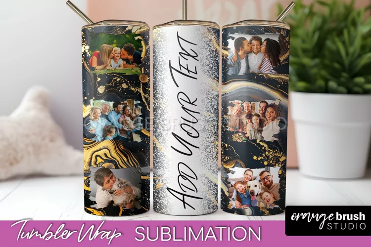 Photo Tumbler Wrap, Marble Family Frame Tumbler Sublimation