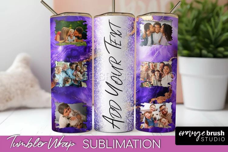 Photo Tumbler Wrap, Marble Family Frame Tumbler Sublimation