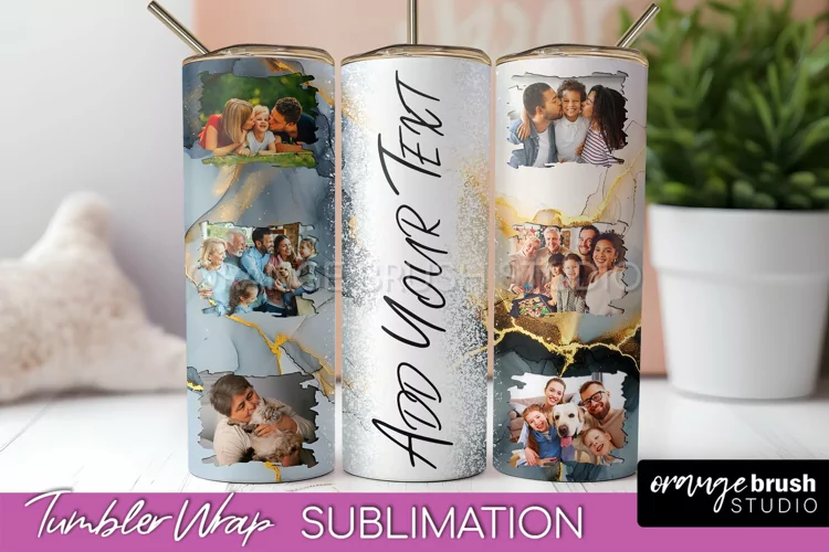 Photo Tumbler Wrap, Marble Family Frame Tumbler Sublimation