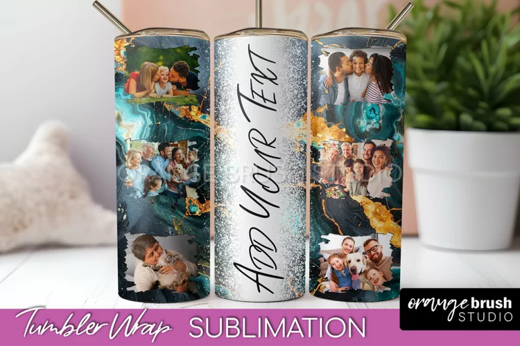Photo Tumbler Wrap, Marble Family Frame Tumbler Sublimation