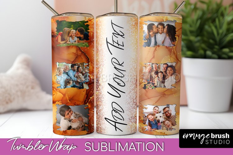 Photo Tumbler Wrap, Marble Family Frame Tumbler Sublimation example image 1