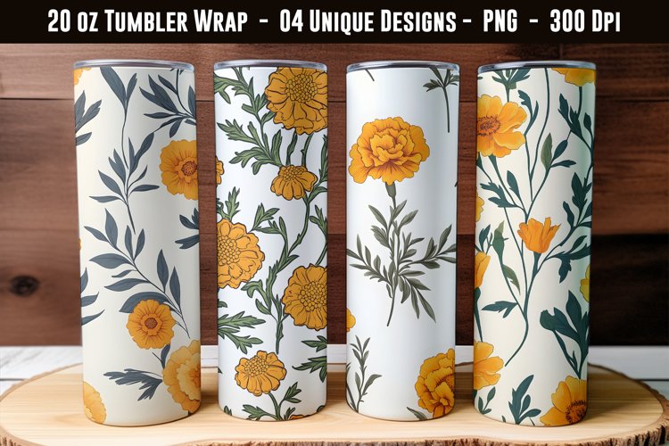 Marigold Flower Tumbler Wrap | 20 oz tumbler wrap