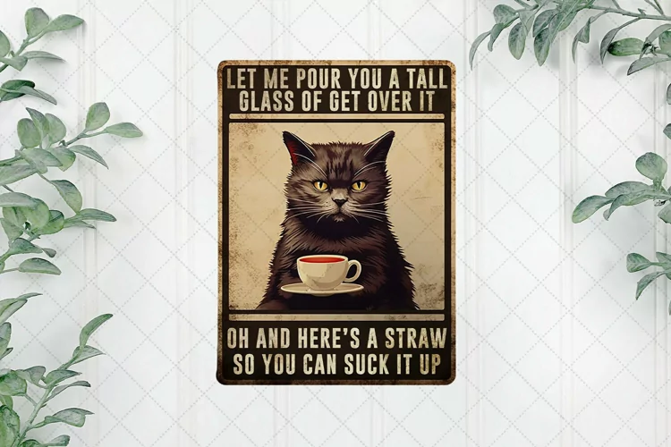 Vintage Black Cat Sublimation Clipart