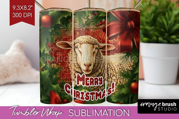 Vintage Christmas Tumbler Wrap - Xmas Tumbler Sublimation