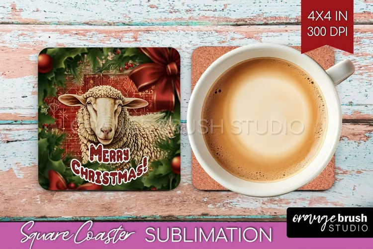 Vintage Christmas Square Coaster - Xmas Coaster Sublimation