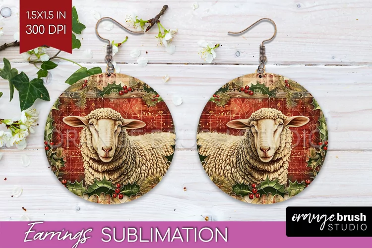 Vintage Christmas Round Earrings - Retro Xmas Sublimation