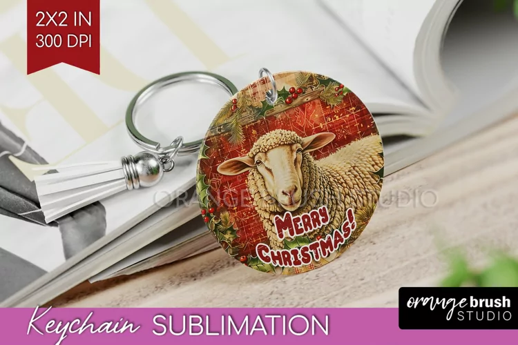 Vintage Christmas Keychain PNG - Xmas Keychain Sublimation