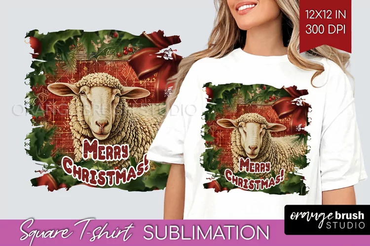 Vintage Christmas Sublimation, Xmas Square Tshirt Background