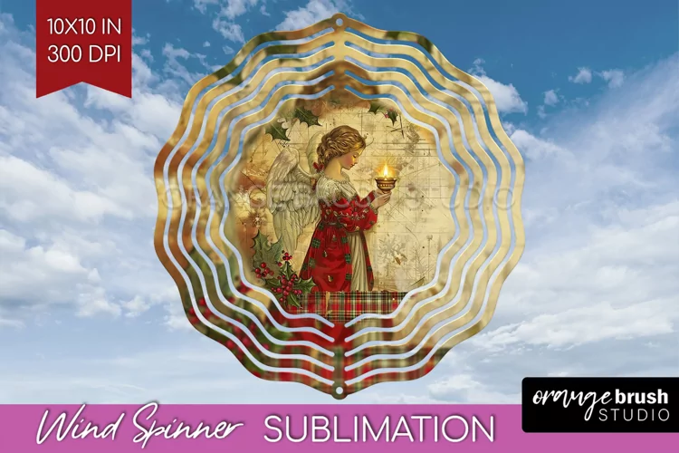 Vintage Christmas Wind Spinner PNG - Retro Xmas Sublimation