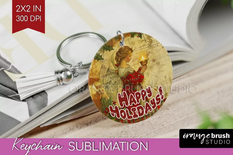 Vintage Christmas Keychain PNG - Xmas Keychain Sublimation