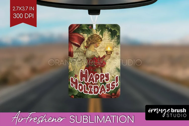 Vintage Christmas Air Freshener PNG - Xmas Car Freshener