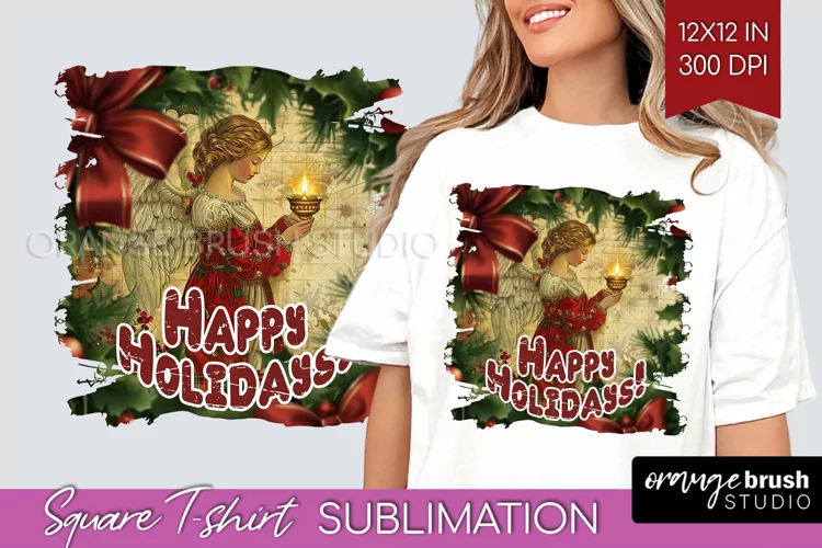 Vintage Christmas Sublimation, Xmas Square Tshirt Background