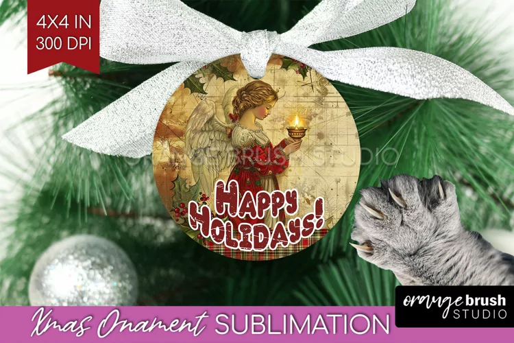 Vintage Christmas Ornament PNG - Retro Xmas Sublimation