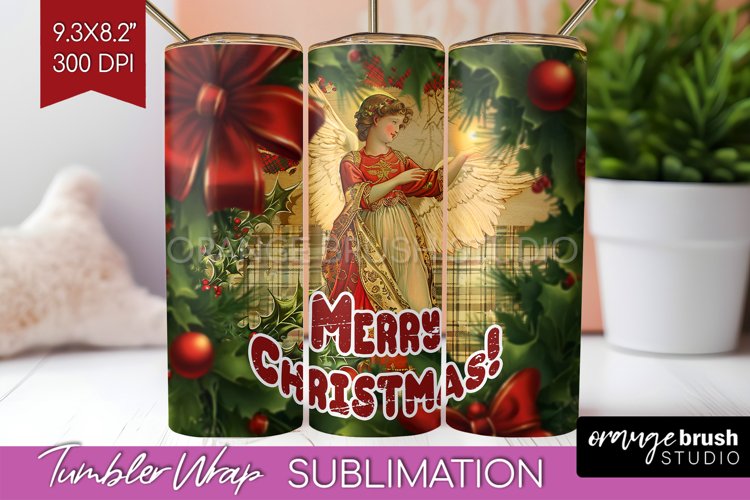 Vintage Christmas Tumbler Wrap - Xmas Tumbler Sublimation