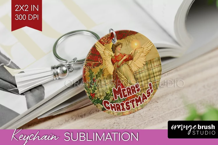 Vintage Christmas Keychain PNG - Xmas Keychain Sublimation