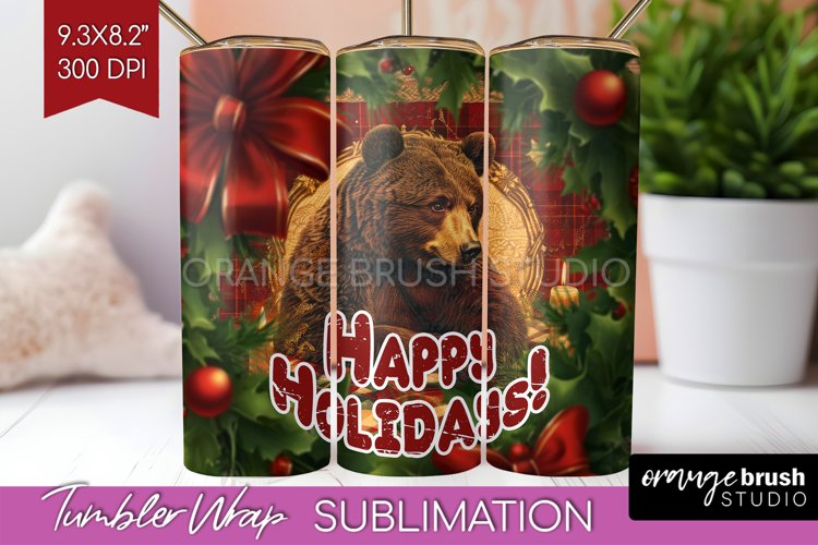 Vintage Christmas Tumbler Wrap - Xmas Tumbler Sublimation