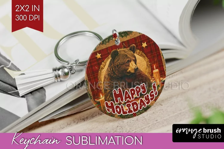 Vintage Christmas Keychain PNG - Xmas Keychain Sublimation