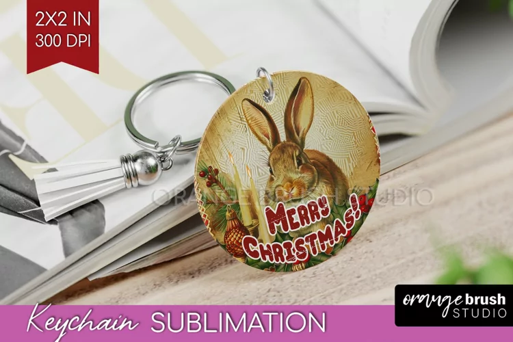 Vintage Christmas Keychain PNG - Xmas Keychain Sublimation