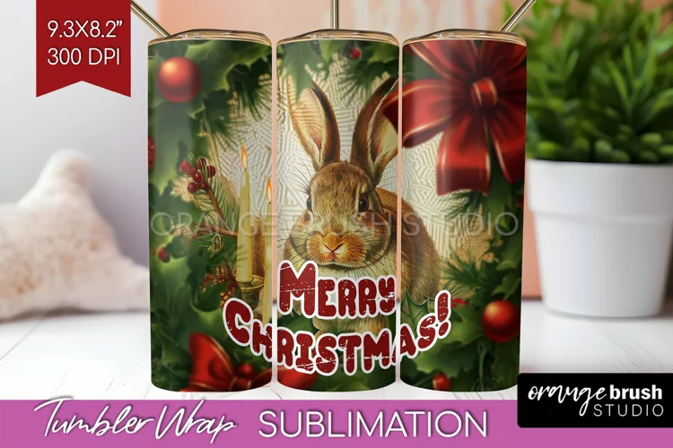Vintage Christmas Tumbler Wrap - Xmas Tumbler Sublimation