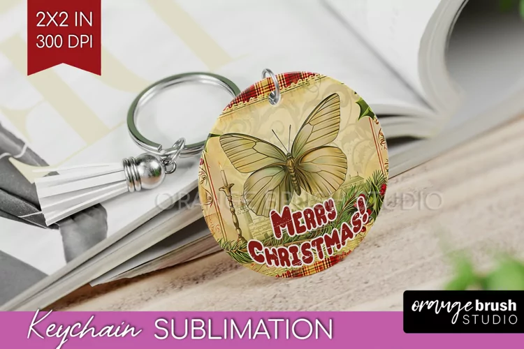 Vintage Christmas Keychain PNG - Xmas Keychain Sublimation