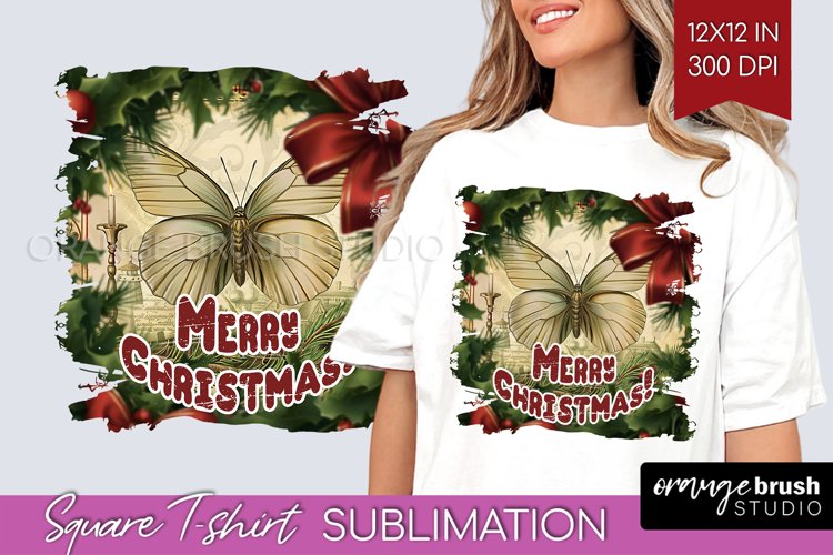 Vintage Christmas Sublimation, Xmas Square Tshirt Background