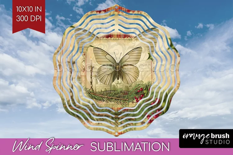 Vintage Christmas Wind Spinner PNG - Retro Xmas Sublimation