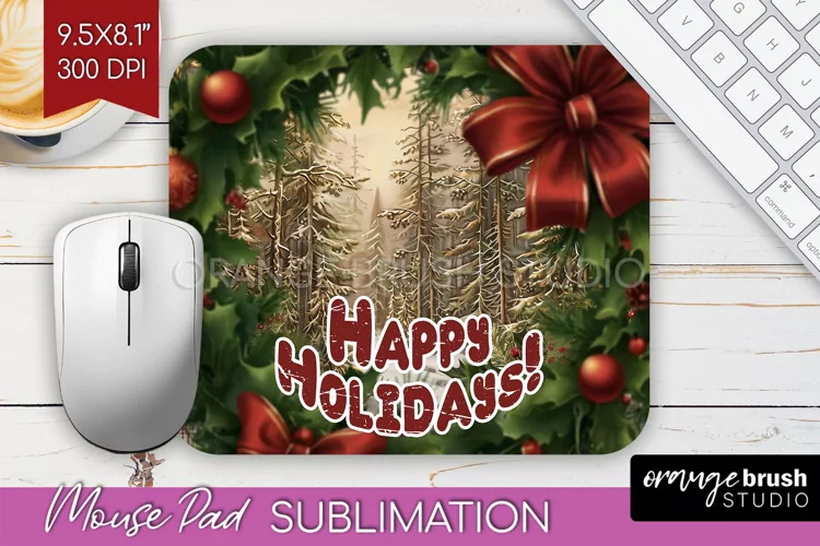 Vintage Christmas Mouse Pad Sublimation - Xmas Mousepad PNG