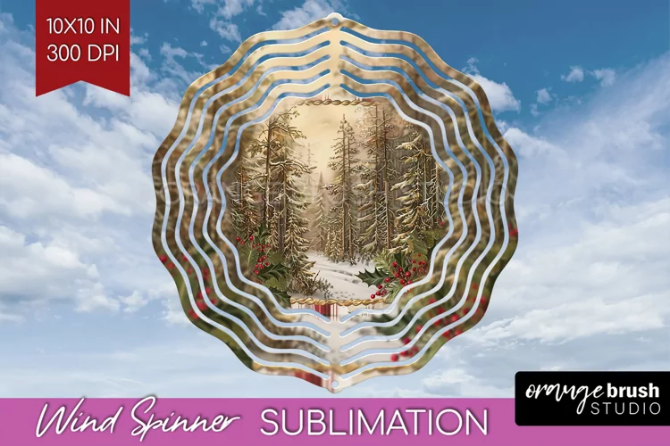 Vintage Christmas Wind Spinner PNG - Retro Xmas Sublimation