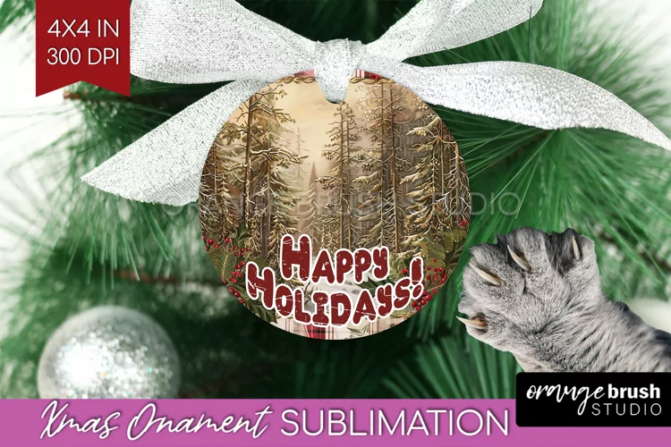 Vintage Christmas Ornament PNG - Retro Xmas Sublimation