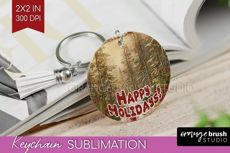 Vintage Christmas Keychain PNG - Xmas Keychain Sublimation
