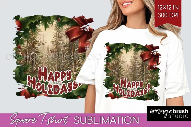 Vintage Christmas Sublimation, Xmas Square Tshirt Background