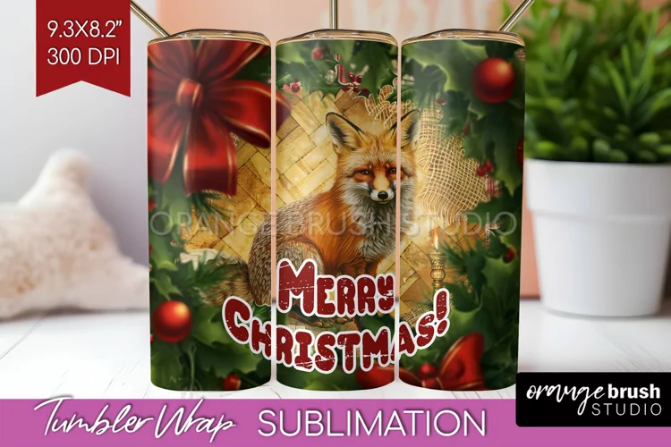 Vintage Christmas Tumbler Wrap - Xmas Tumbler Sublimation
