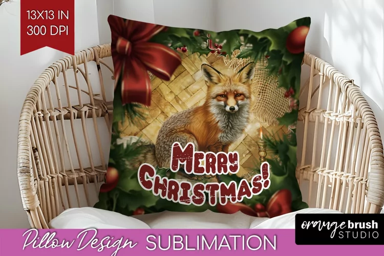 Vintage Christmas Pillow Sublimation - Xmas Pillow Cover PNG