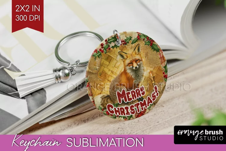 Vintage Christmas Keychain PNG - Xmas Keychain Sublimation