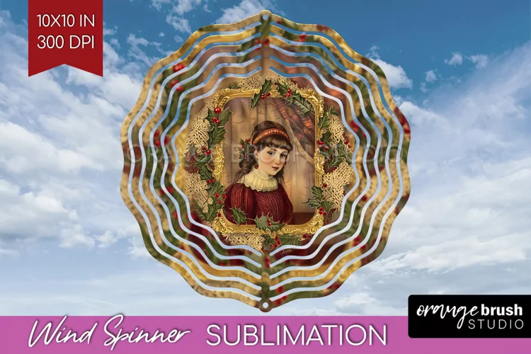 Vintage Christmas Wind Spinner PNG - Retro Xmas Sublimation