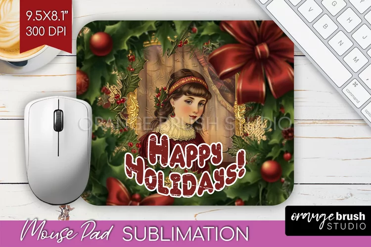 Vintage Christmas Mouse Pad Sublimation - Xmas Mousepad PNG