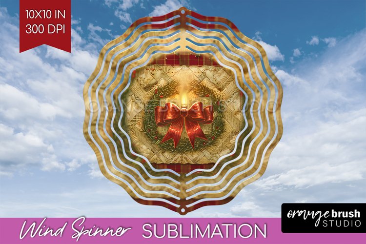 Vintage Christmas Wind Spinner PNG - Retro Xmas Sublimation example image 1