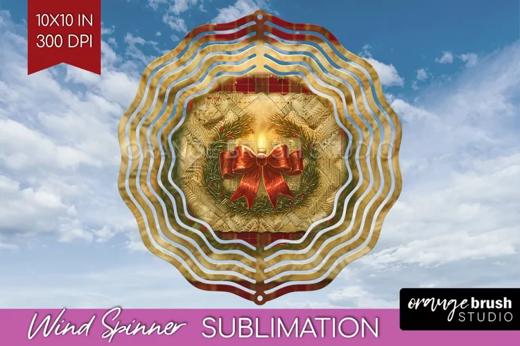 Vintage Christmas Wind Spinner PNG - Retro Xmas Sublimation