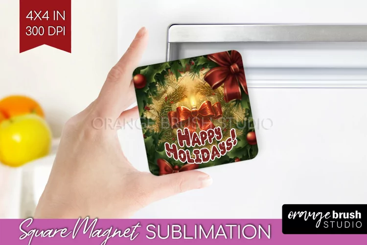 Vintage Christmas Magnet Sublimation - Retro Xmas Magnet PNG