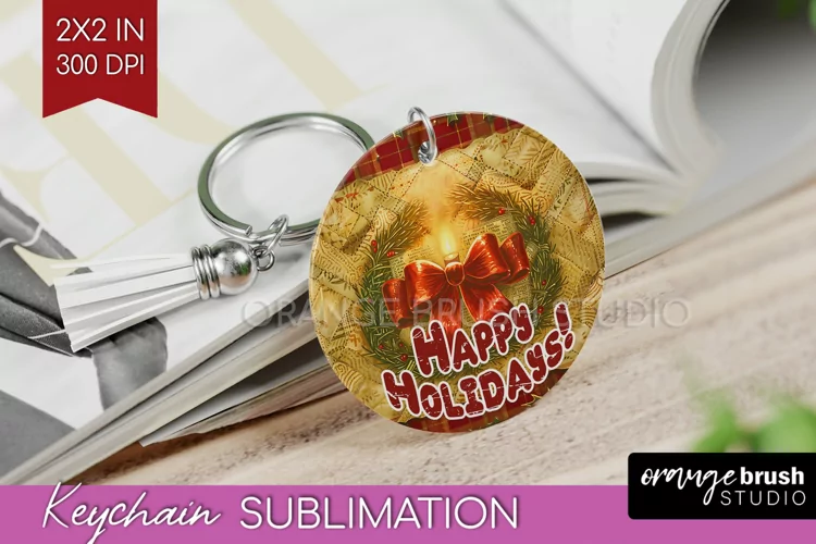 Vintage Christmas Keychain PNG - Xmas Keychain Sublimation