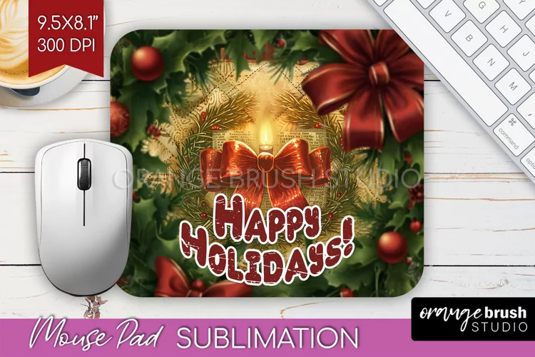 Vintage Christmas Mouse Pad Sublimation - Xmas Mousepad PNG