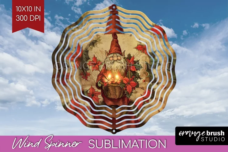 Vintage Christmas Wind Spinner PNG - Retro Xmas Sublimation