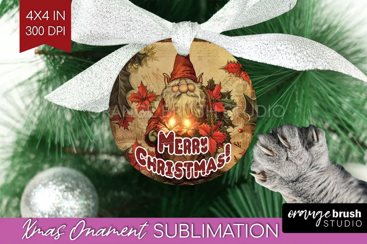 Vintage Christmas Ornament PNG - Retro Xmas Sublimation