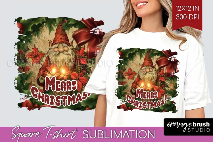 Vintage Christmas Sublimation, Xmas Square Tshirt Background