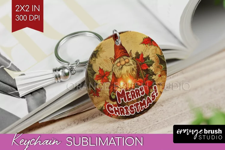 Vintage Christmas Keychain PNG - Xmas Keychain Sublimation