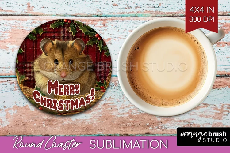 Vintage Christmas Round Coaster - Xmas Coaster Sublimation