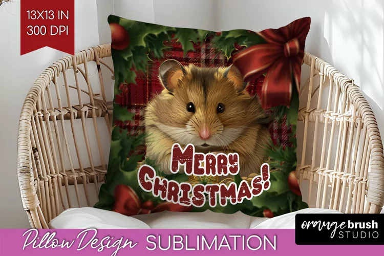 Vintage Christmas Pillow Sublimation - Xmas Pillow Cover PNG