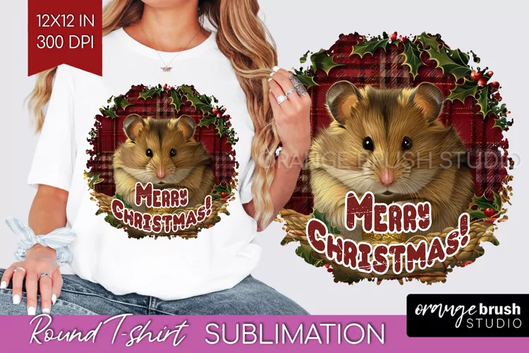 Vintage Christmas Sublimation, Xmas Round Tshirt Background